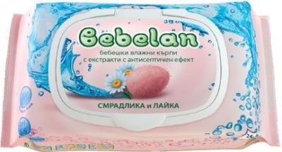 Бебелан- bebelan мокри кърпи смрадлика и лайка с капак 24 бр