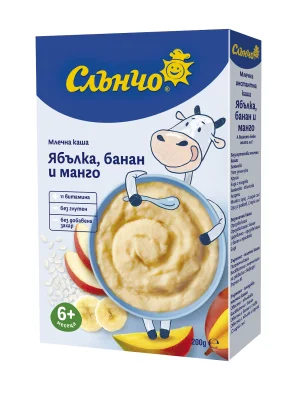 Млечна каша Ябълка, банан и манго