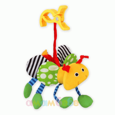 Плюшена играчка с дрънкалка и щипка-пчеличка