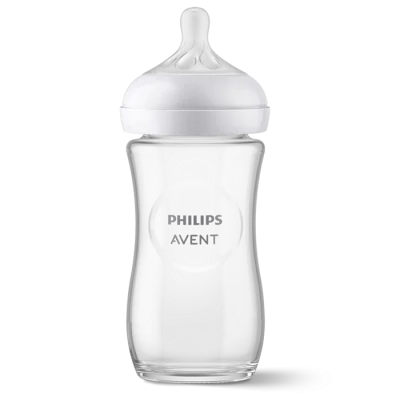 шише стъклено avent 240 мл.биберон Natural Response 1м+