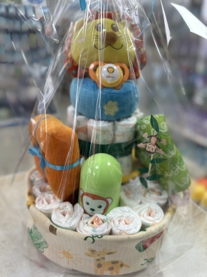 Сет торта от памперси лъвче