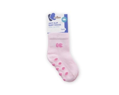 Бебешки памучни чорапи с релефно стъпало 0-6 месеца Kikkaboo LIGHT PINK