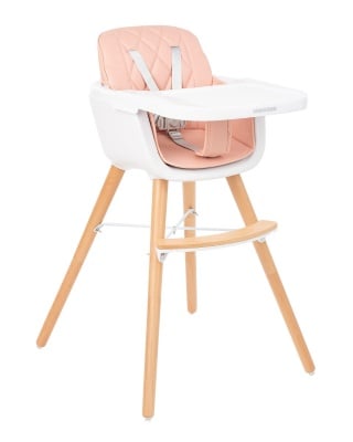 Дървен стол за хранене Kikkaboo Woody Pink