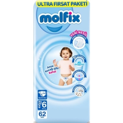 Пелени молфикс - Molfix GIGA Regular Расk 6 - 15+ 62бр