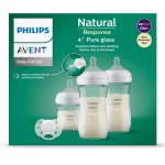 комплект за новородено Avent Natural Response 3.0 - Залъг (0-6) + 3 Шишета - стъкло