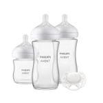 комплект за новородено Avent Natural Response 3.0 - Залъг (0-6) + 3 Шишета - стъкло